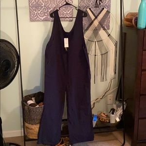 Celmia fast fashion wide leg crop navy jumpsuit